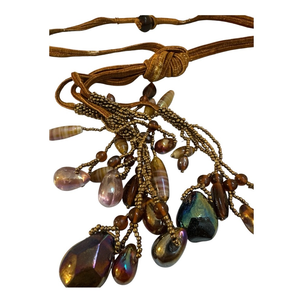 Vintage 70’s Style Beaded Necklace Boho Bohemian Natural Muted Tones Hippie